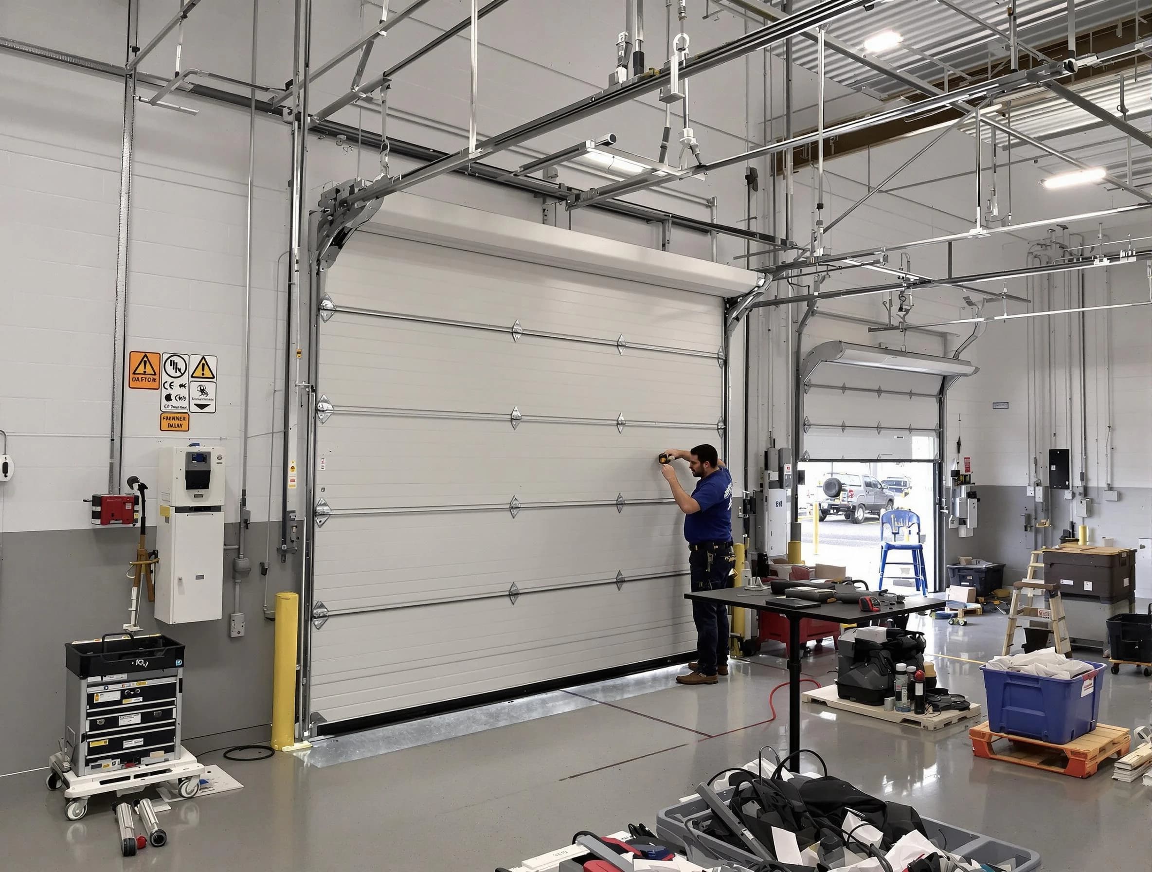 Commercial garage door repair being performed by Hackensack Garage Door Repair expert in Hackensack