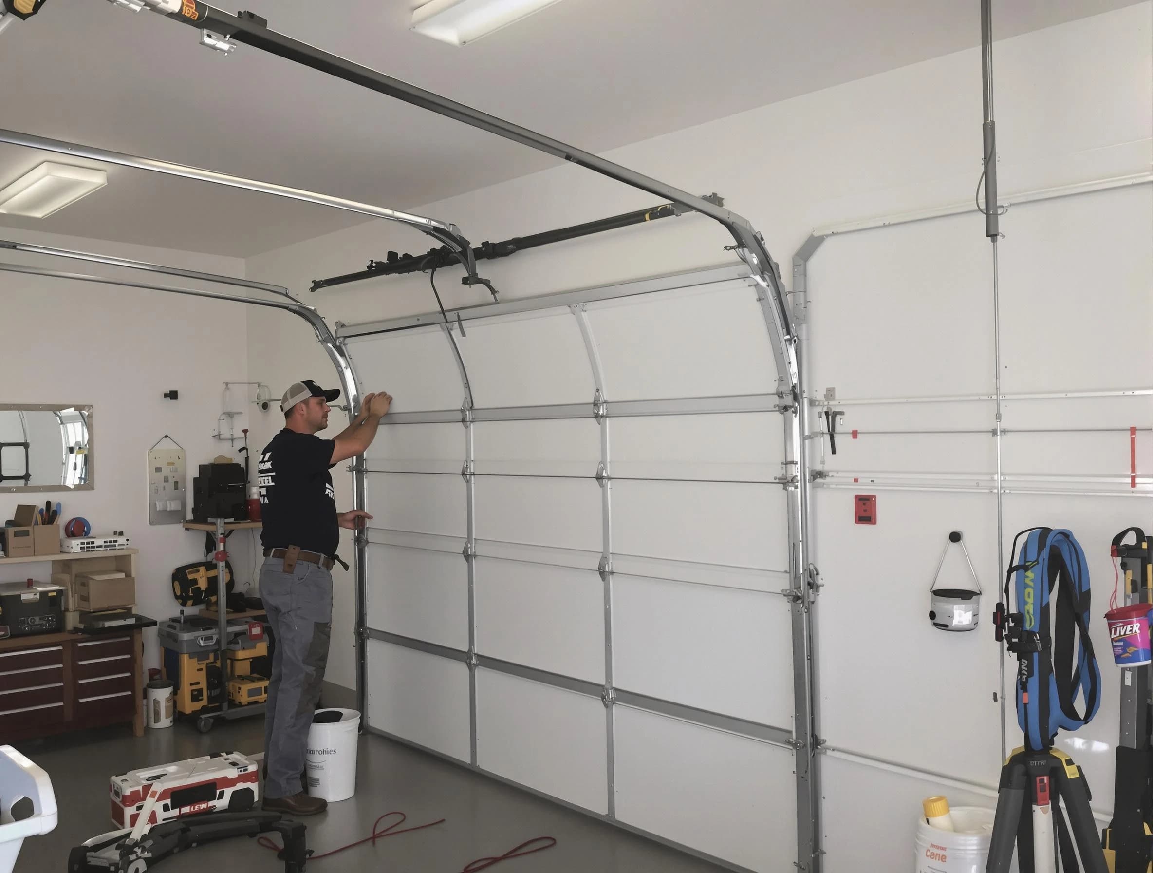 Hackensack Garage Door Repair team installing new garage door in Hackensack
