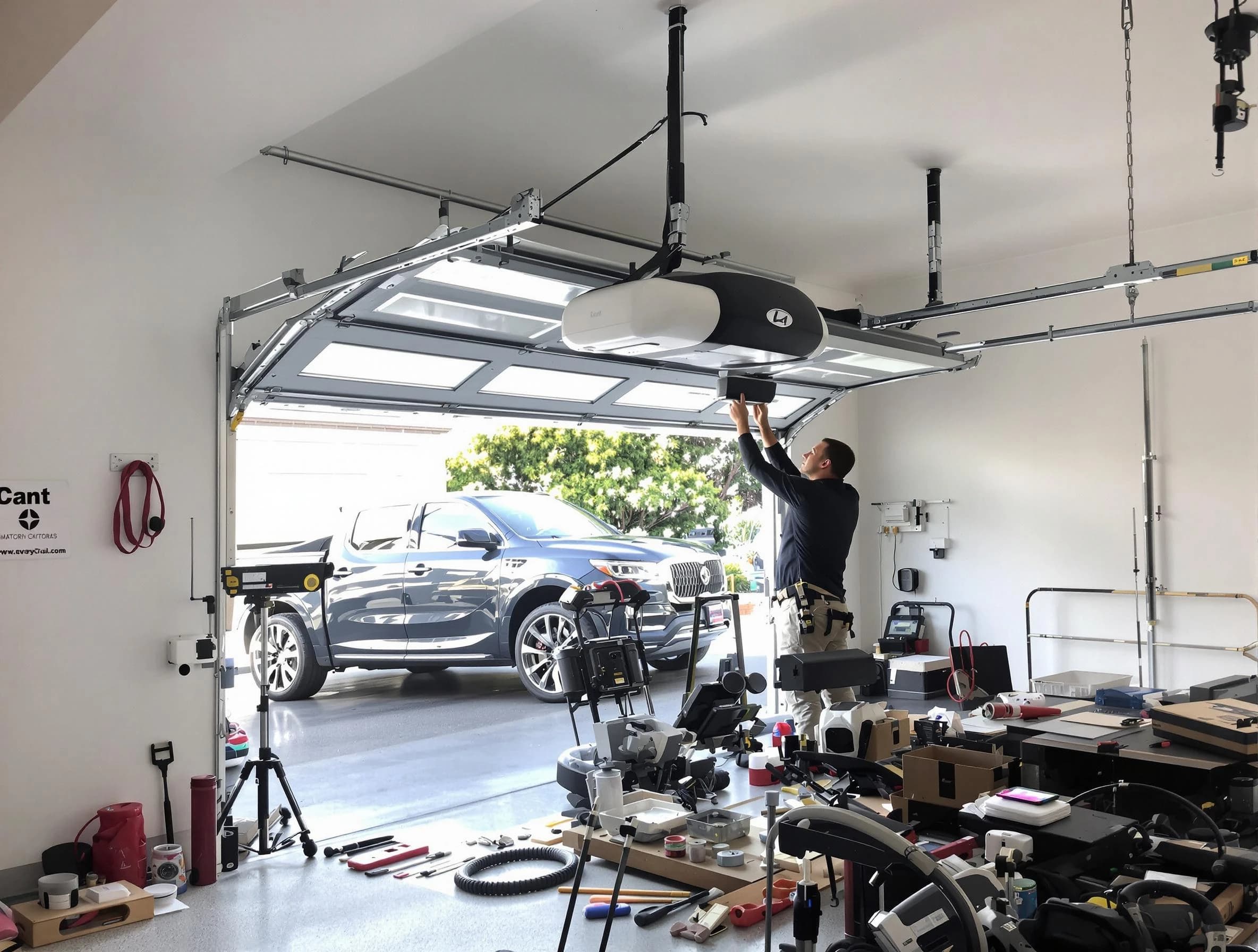 Hackensack Garage Door Repair specialist installing smart garage door opener system in Hackensack home