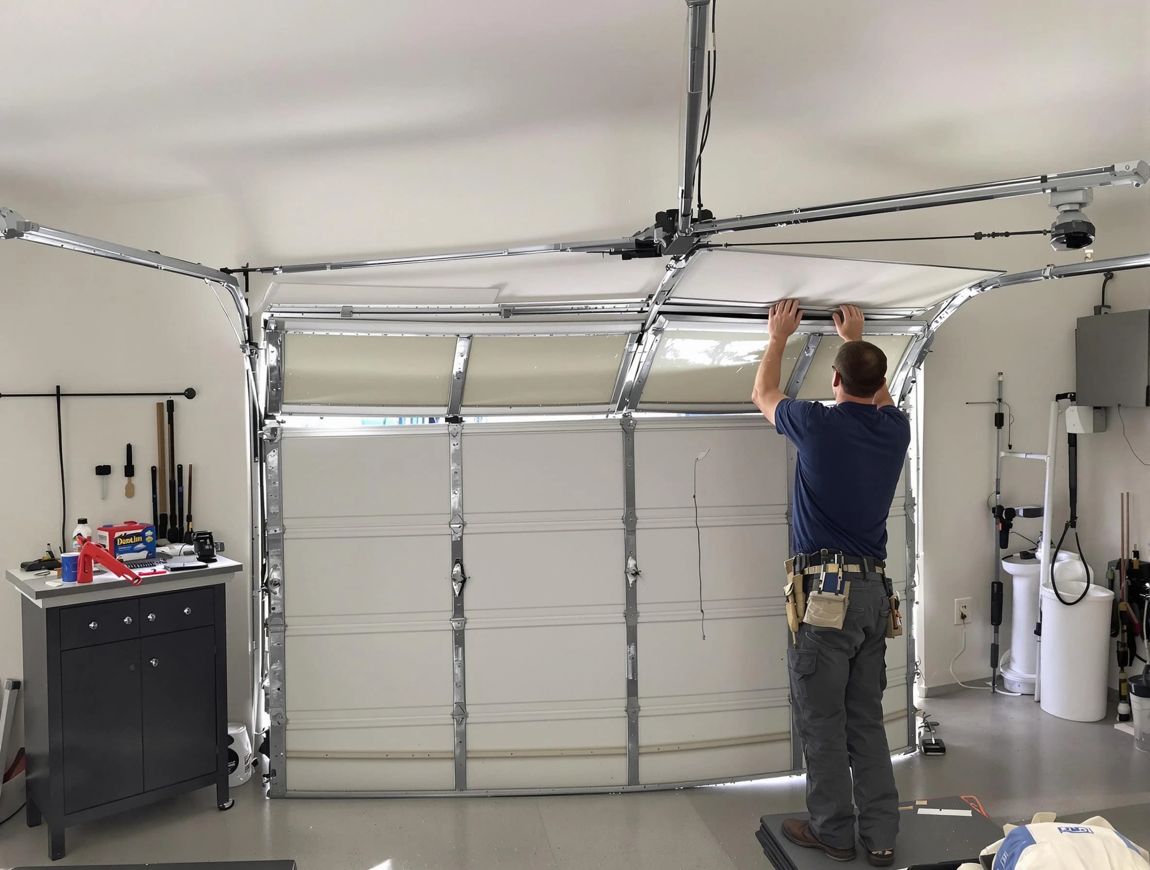 Hackensack Garage Door Repair specialist performing precise section replacement on Hackensack garage door