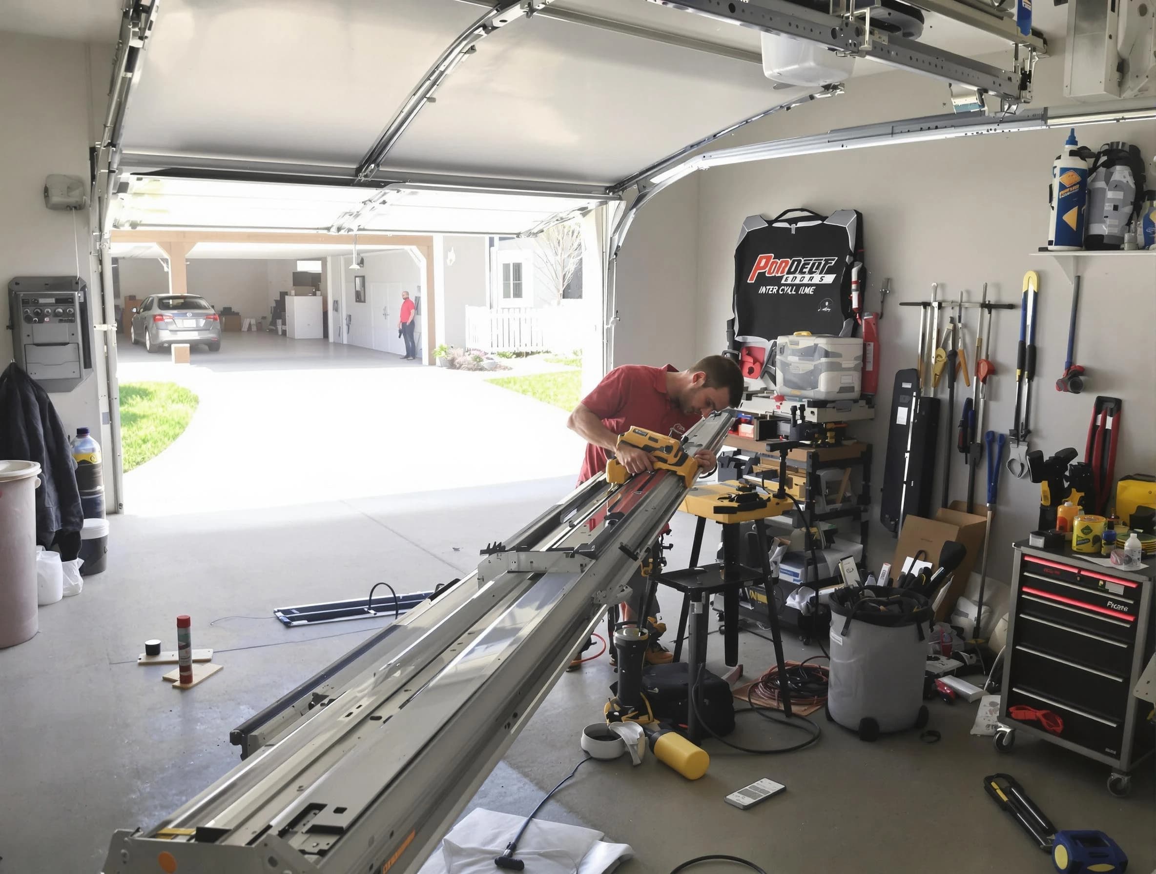 Hackensack Garage Door Repair expert performing track repair in Hackensack
