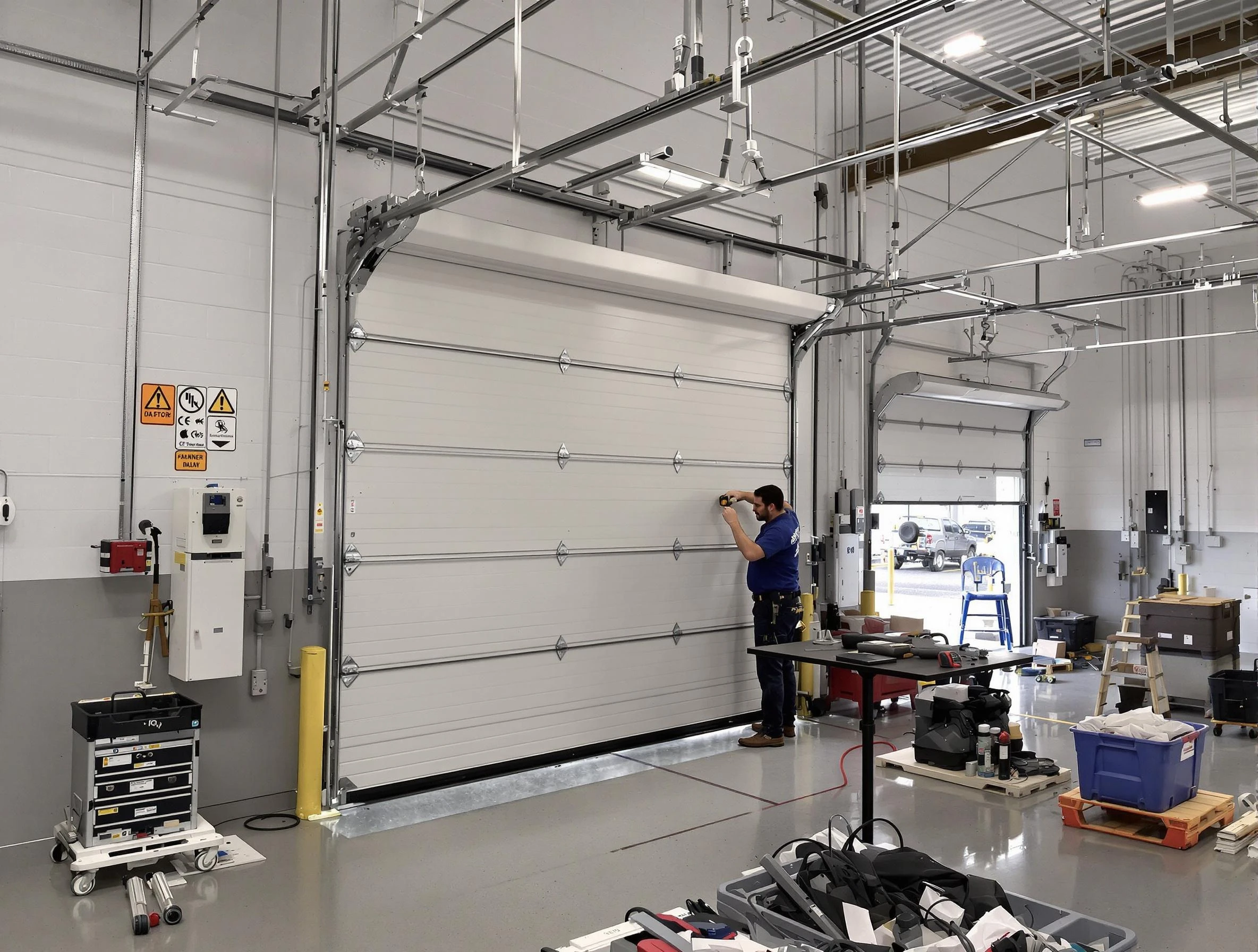 Commercial garage door repair being performed by Hackensack Garage Door Repair expert in Hackensack