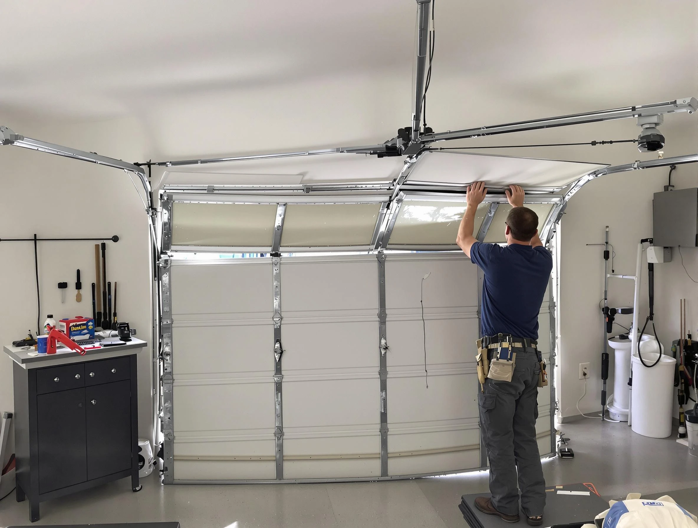 Hackensack Garage Door Repair specialist performing precise section replacement on Hackensack garage door